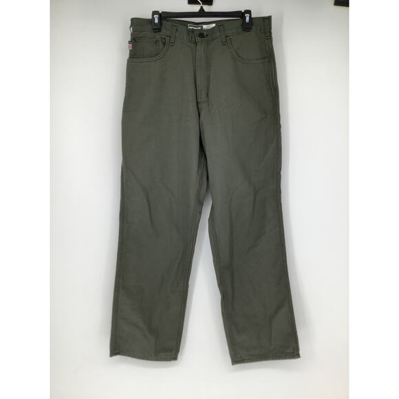 Carhartt Men's 34x32 Moss Green FR Loose Straight Canvas Pants Workwear K27-10 - Picture 3 of 10